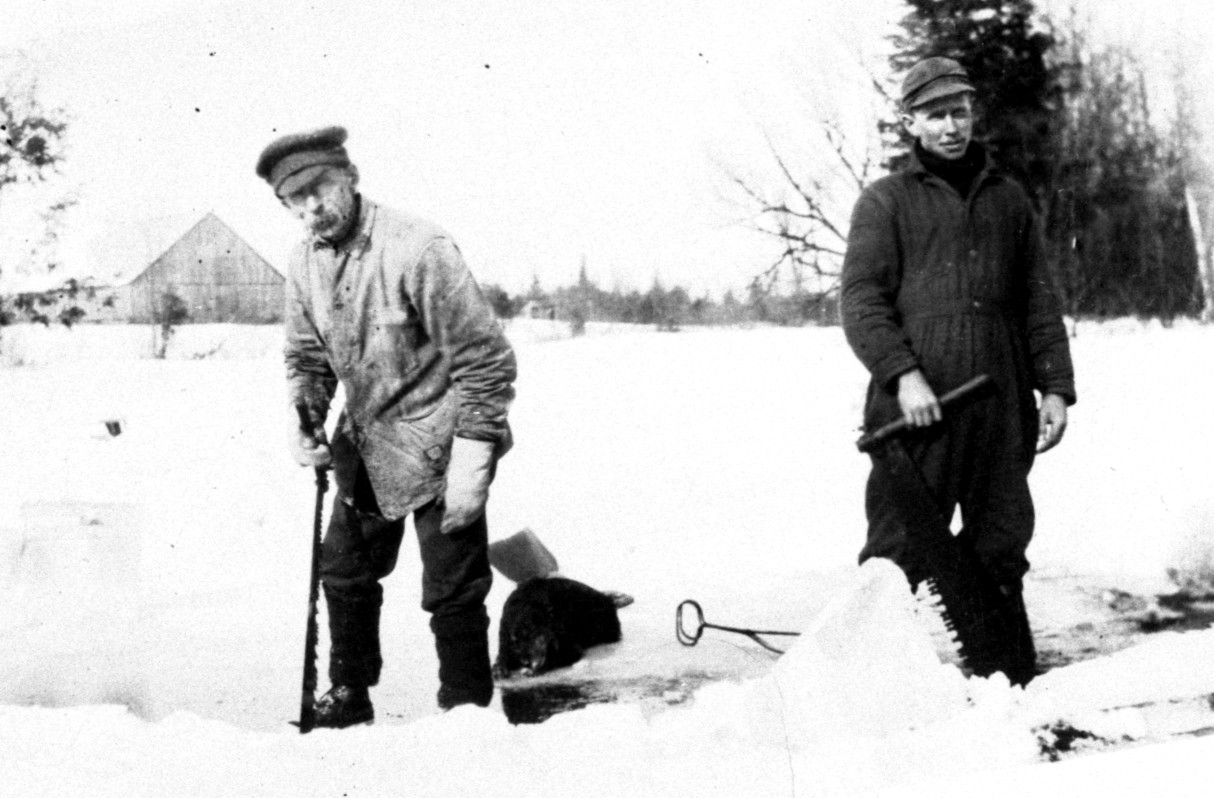 Cutting Ice on Peter's Lake