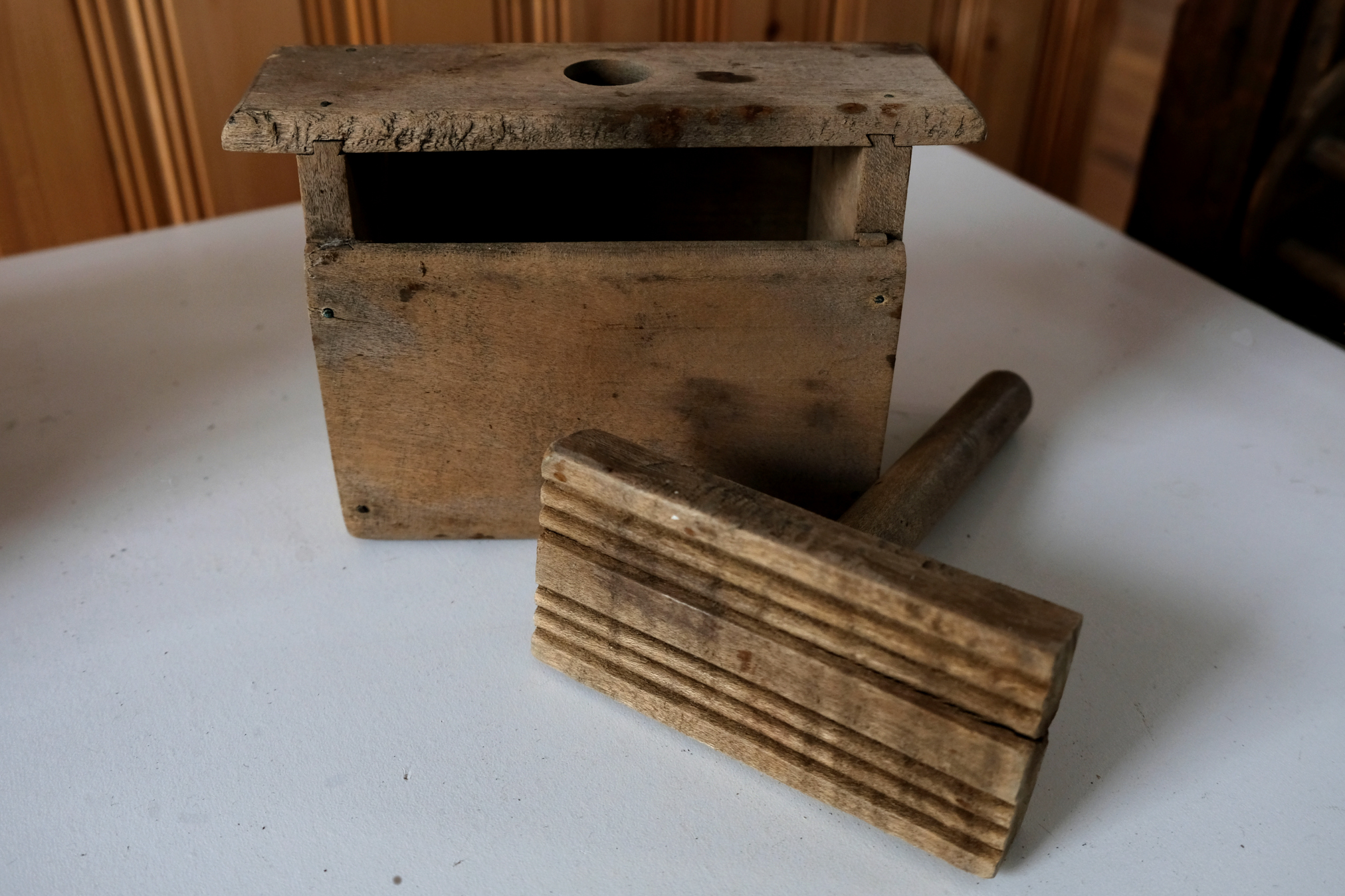 Wooden butter press